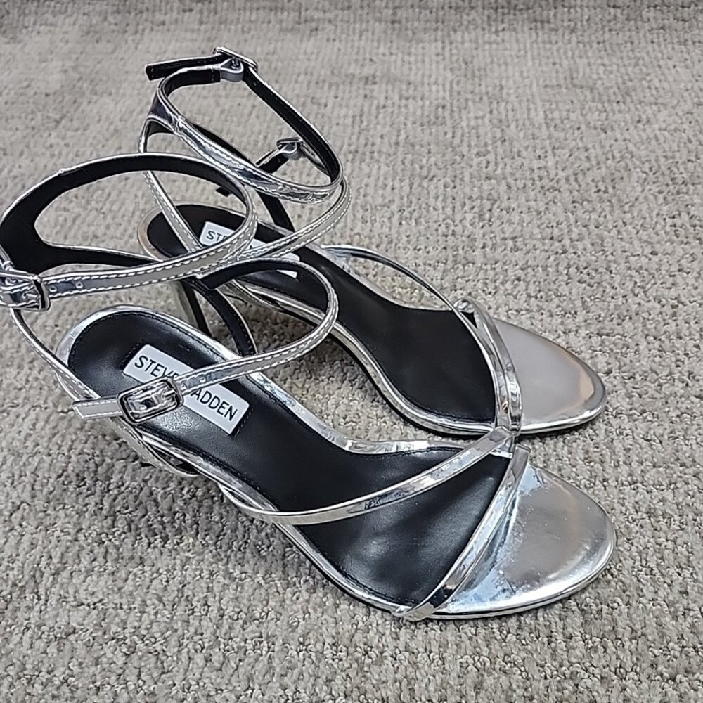 Steve Madden Heels Gracey Silver Women's Size 9M